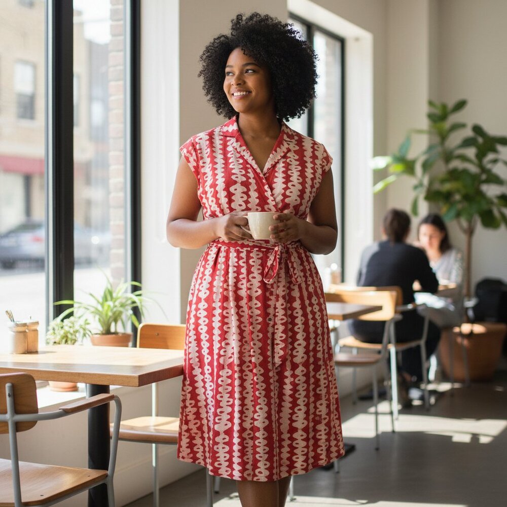 Global Mamas 100% Cotton Shirt Waist A-Line Dress Size L